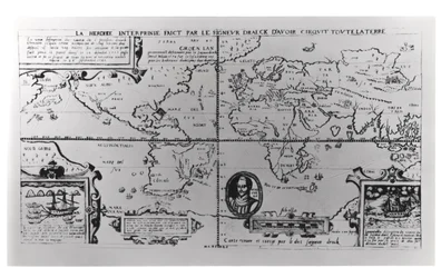 World Map detailing the Expeditions and Global Circumnavigation of Sir Francis Drake (c.1540-96) 1577-2580